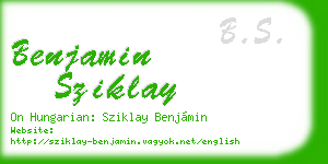 benjamin sziklay business card